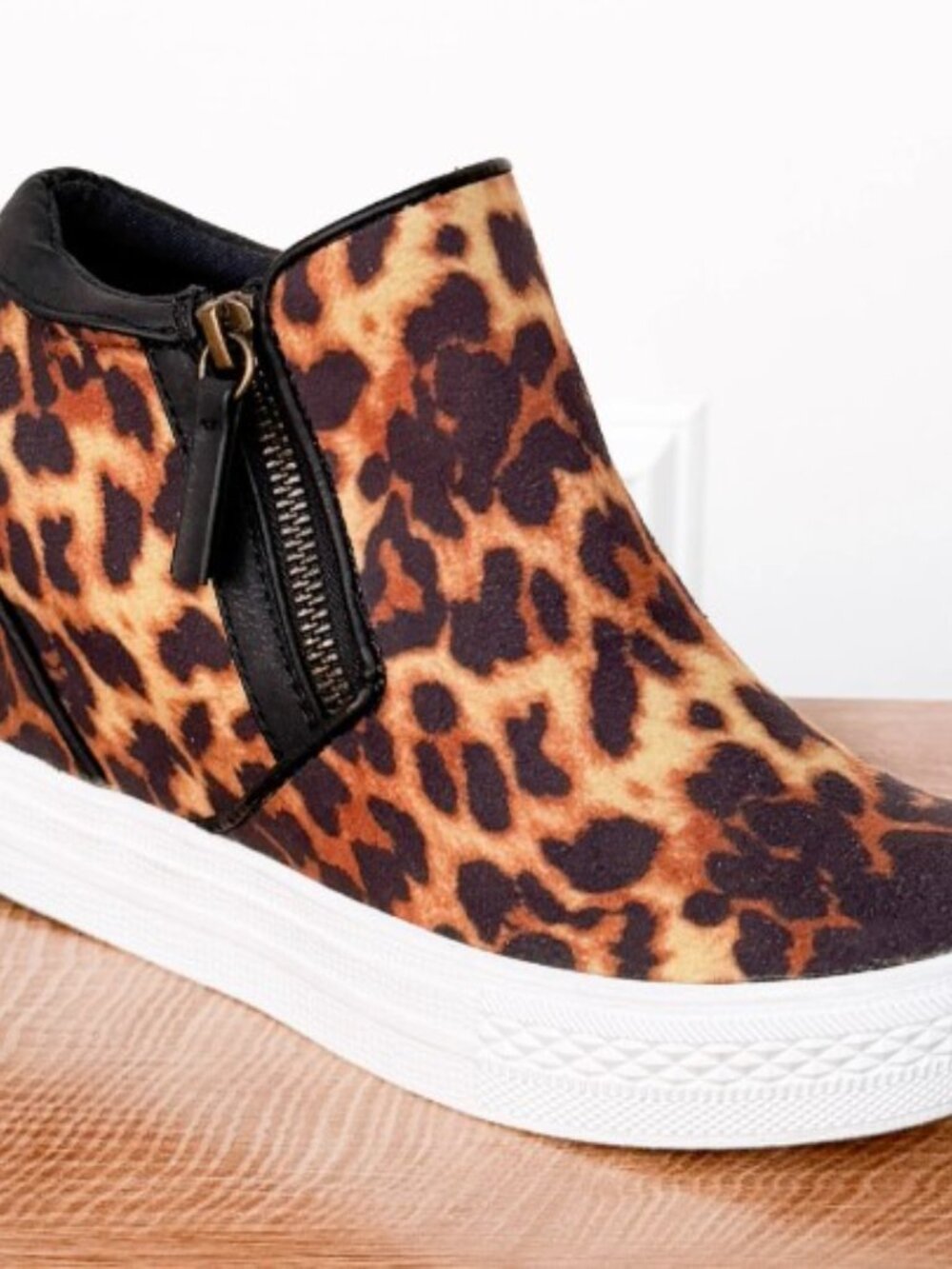 Not Rated Leopard-Print Wedge Sneakers - sz 8 runs small 7.5 NIB retail $39